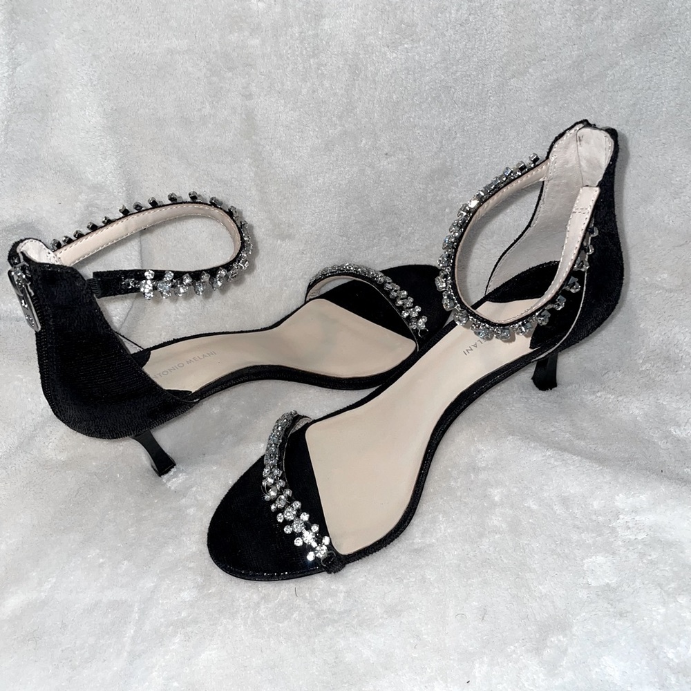 Perfect for a night on the town Rhinestone trimmed sandal that is comfy AND cute